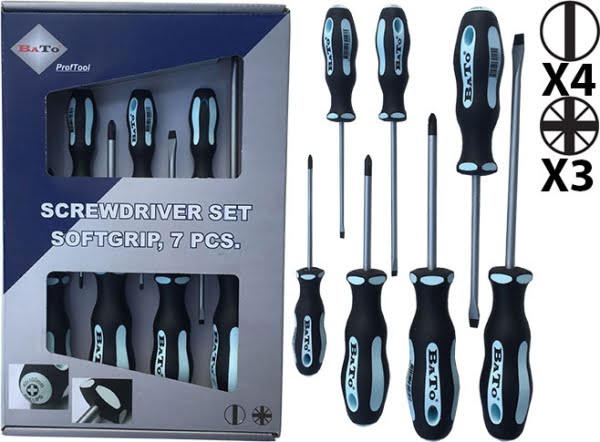 BATO Skruetrækkersæt kærv/Pz 7 dele