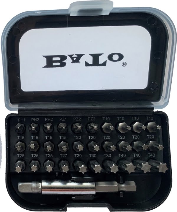 BATO 1/4" Bitssæt Sort. 31 dele. Med 60mm bitsholder