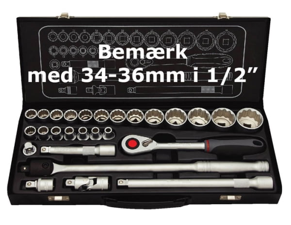 BATO Topnøglesæt 1/2" 12kt. 8-36mm. 27 dele.