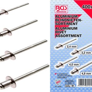 BGS Nittesortiment alu 2,4-3,2-4,0-4,8mm. 400 dele
