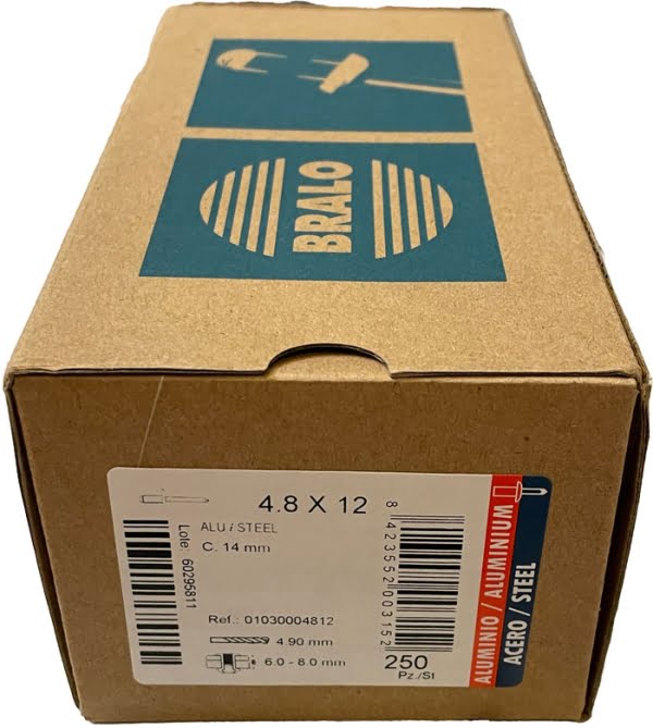 BATO Bralo Blindnitte stor krave alu/stål 4,8x14mm. 200 stk. pk.