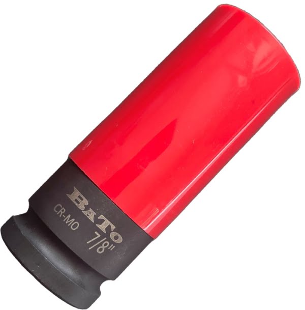 BATO Krafthjultop tynd væg med plastbeskytter 1/2" x 7/8" for Tesla. 6kt. Rød.