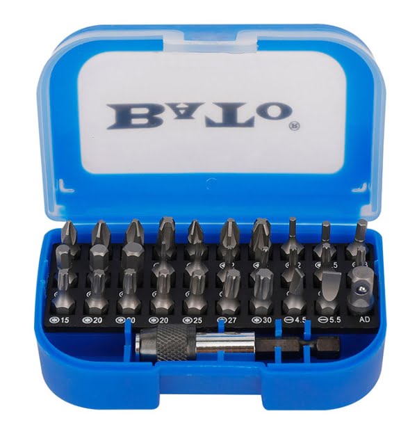 BATO 1/4" Bitssæt Blå. 31 dele. Med 60 mm QuickLock bitsholder.