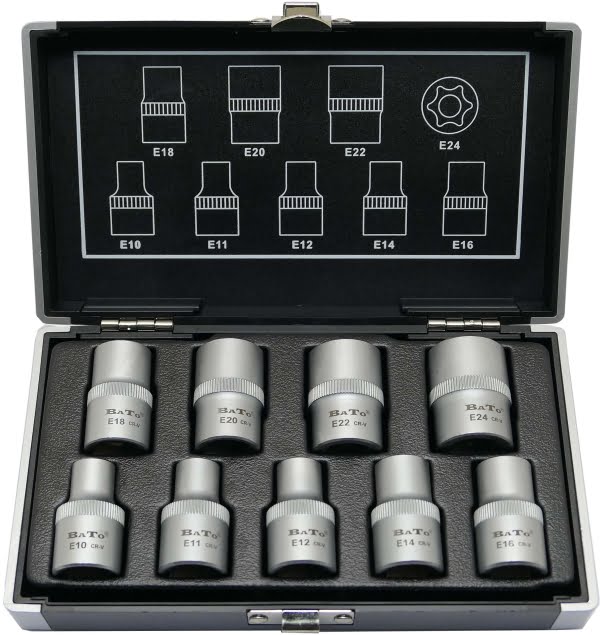 BATO E-Topsæt 1/2" E10-E24. 9 dele.