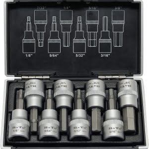 BATO Stifttopsæt 3/8" 6kt. 1/16-3/8" . TOMMER 12 dele.
