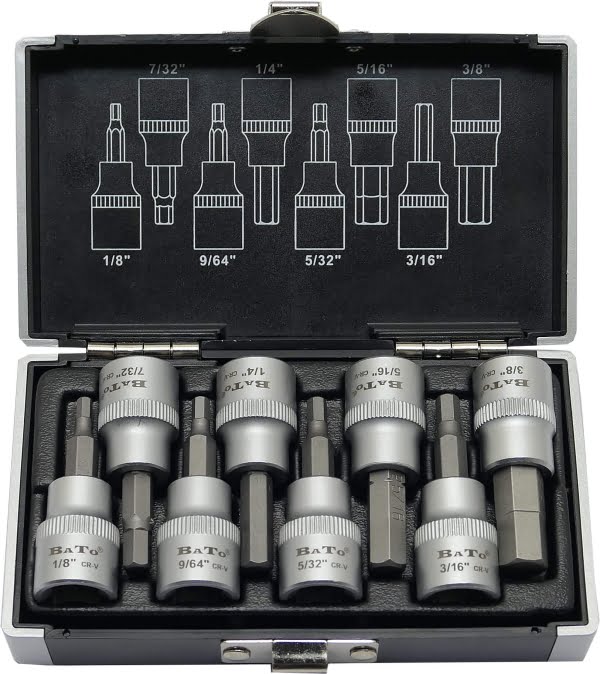 BATO Stifttopsæt 3/8" 6kt. 1/16-3/8" . TOMMER 12 dele.