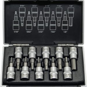 BATO Stifttopsæt 1/4" 6 kt. 1/16-1/4". TOMMER 10 dele.
