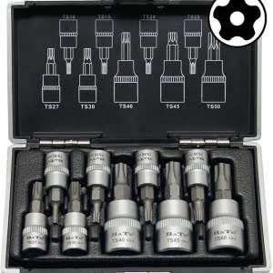 BATO Stifttopsæt 1/4" og 3/8" 5 Star Torx. Torx 10-50. 9 dele.