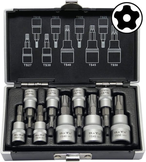 BATO Stifttopsæt 1/4" og 3/8" 5 Star Torx. Torx 10-50. 9 dele.