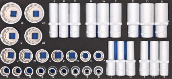 BATO Lang topsæt 1/2" 12kt. 8-36mm. kort. 10-24mm. lang. EVA 1/3.